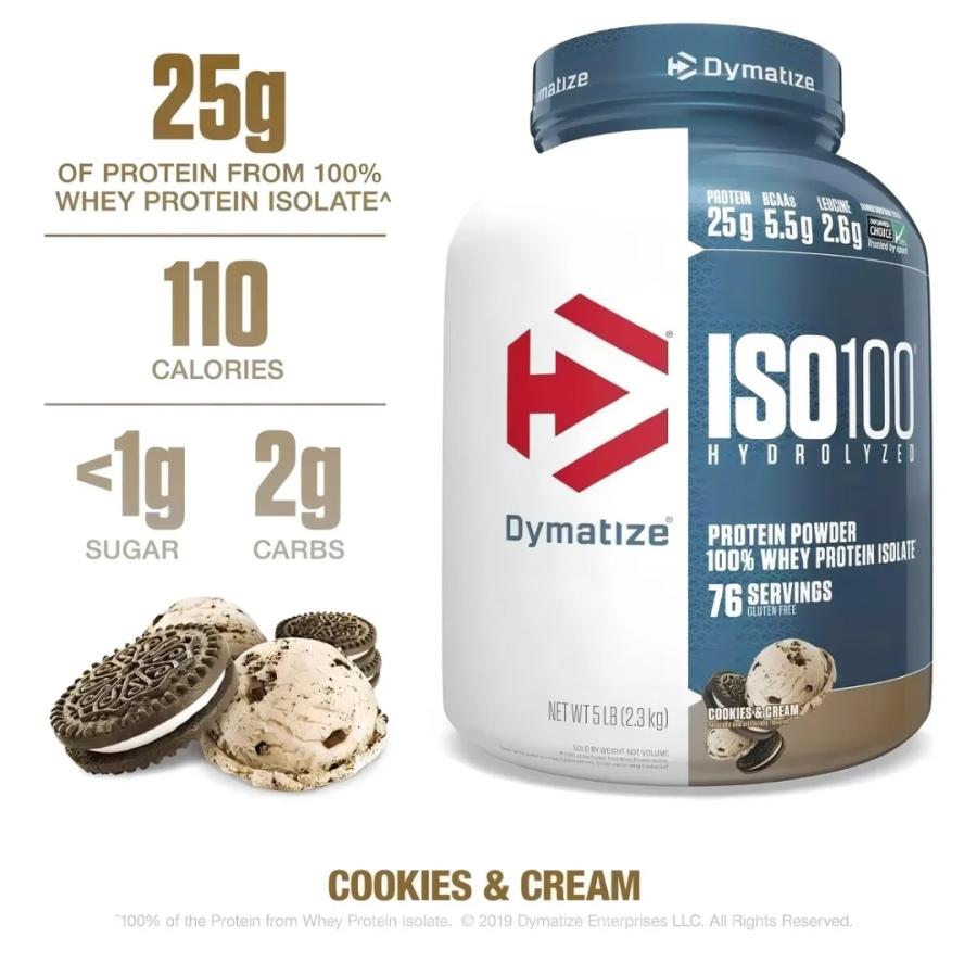 Suplemento en polvo Dymatize iso-100 proteína sabor cookies 