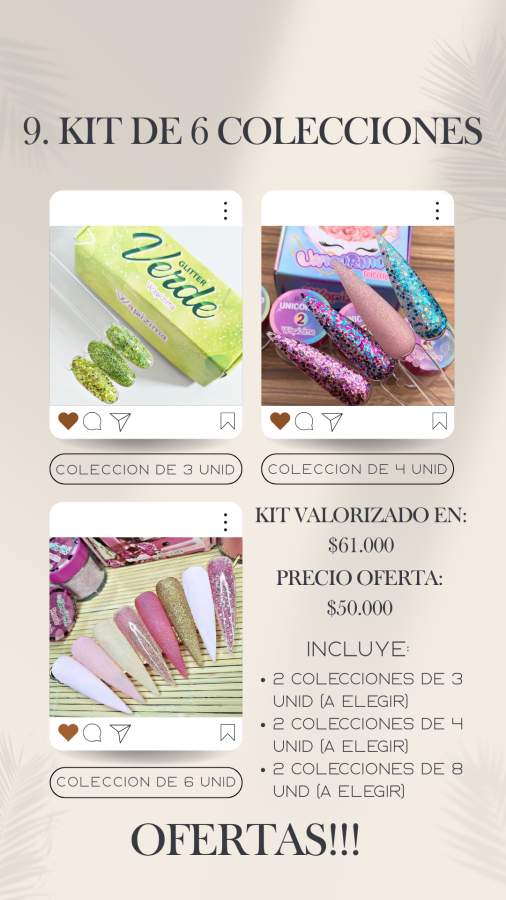 Kit de 6 Colecciones Polvo Acrilicos